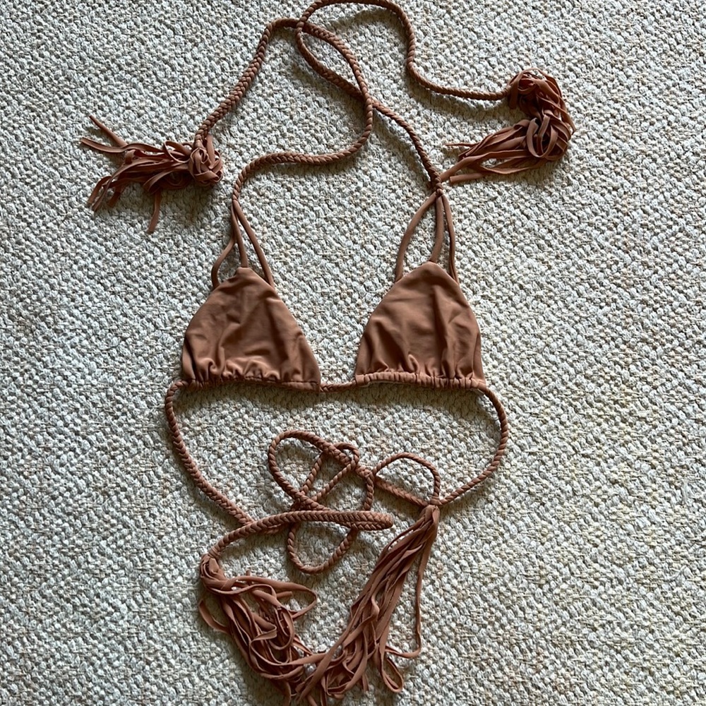 Acacia braid tie top in nude size petite (xs)